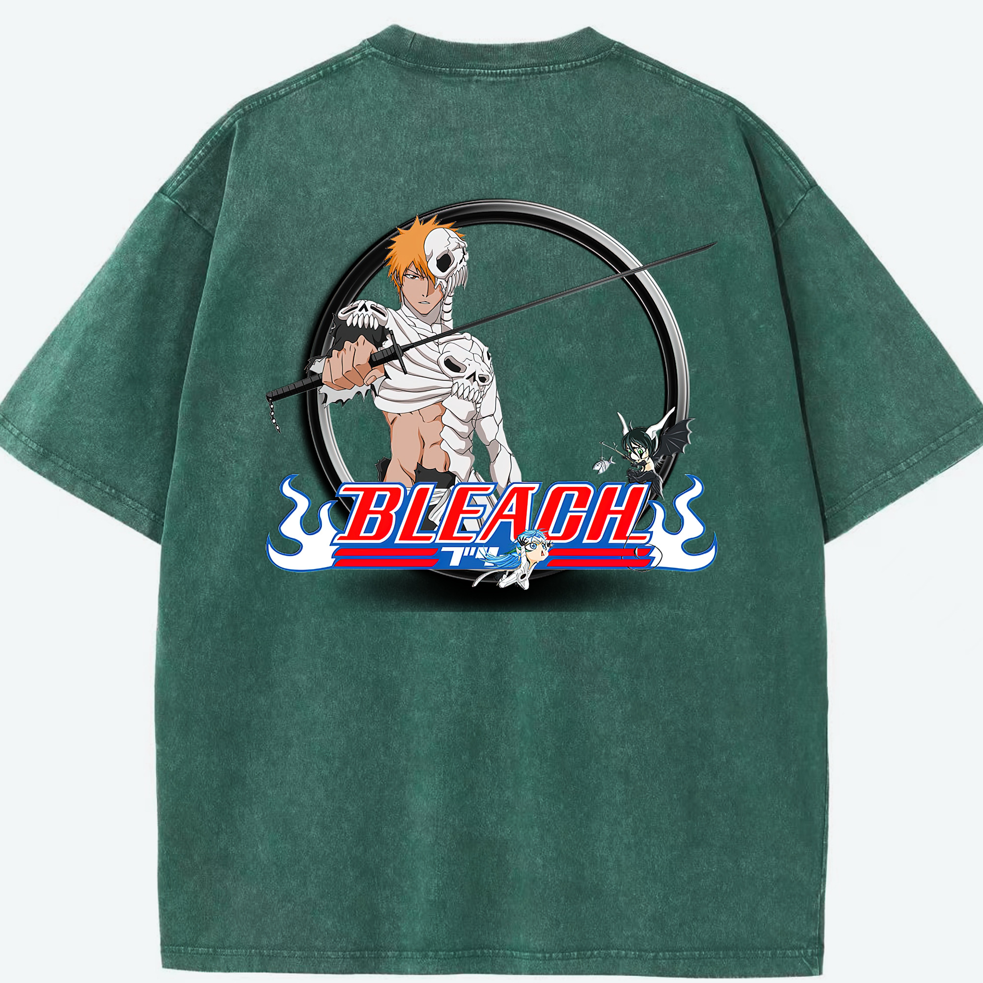 （画像用） ブリーチ 黒崎一護（くろさき いちご）BLEACH Kurosaki Ichigo 綿100% ヴィンテージ風 半袖Tシャツ（背面プリント）